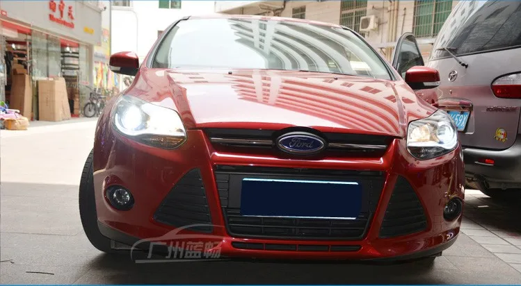 Автомобильный Стильный чехол на головную лампу для Ford Focus 2012 2013, светодиодный налобный фонарь, DRL Объектив, двойной луч, биксеноновые автомобильные аксессуары