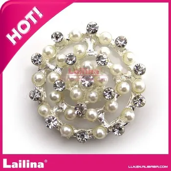 

Pearl and rhinestone crystal buttons for wedding invitation card
