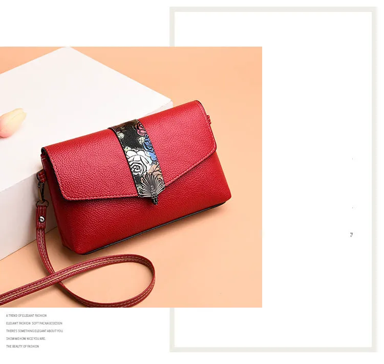Women's Vintage Floral Printing Messenger Bag Female Black Brown Red Crossbody Flap bag Women Fashion Small Phone Purse Handbags (17)