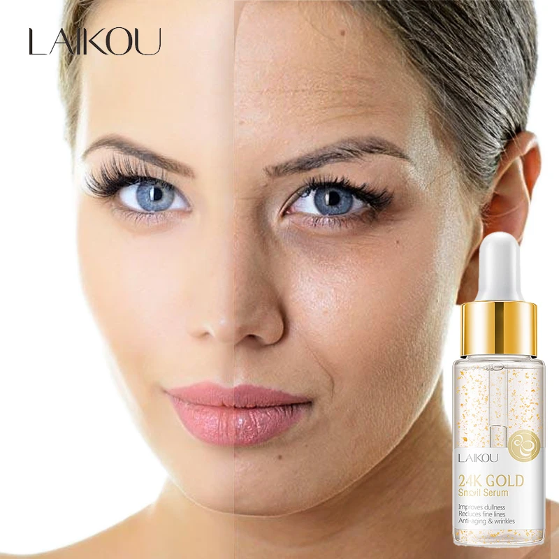 

LAIKOU 24K Snail Facial Essence Gold Aluminum Foil Firming Anti-Wrinkle Anti-Aging Skin Hyaluronic Acid Moisturizing Repair Skin