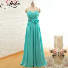 JAEDEN A Line Bridesmaid Dresses Sashes Flowers Draped Floor Length Lace Up Back E096 Sweetheart Wedding Party Dress 2017
