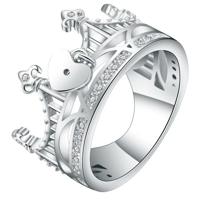 Изысканный белый кубический цирконий в виде капли дамское кольцо серебряного цвета микро проложить маленькие резинки с сердечками палец кольцо для женщин