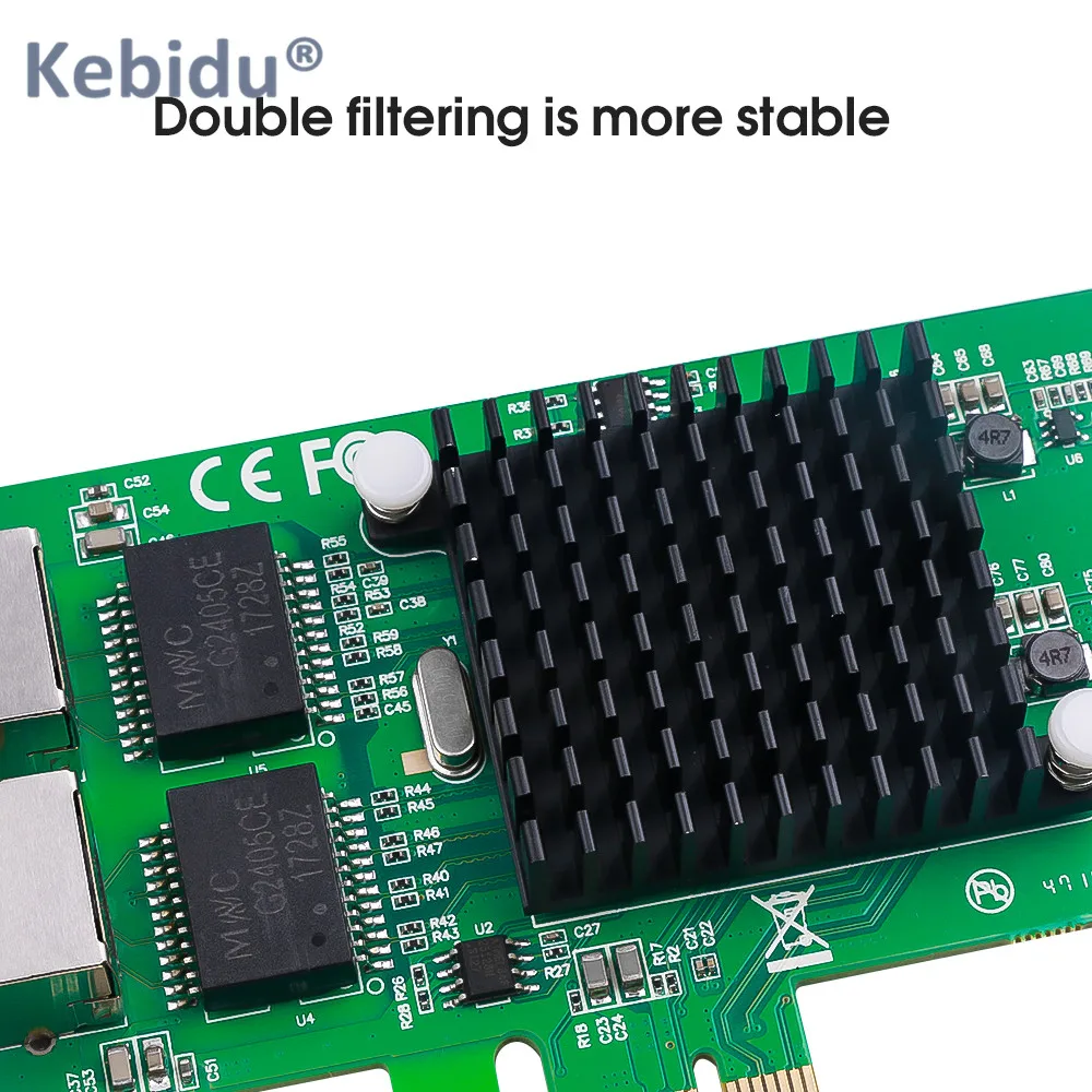 Kebidu сетевая карта Gigabit Ethernet PCI-Express сетевая карта 2 порта RJ45 NIC сервер Lan адаптер для ПК настольный Intel82575