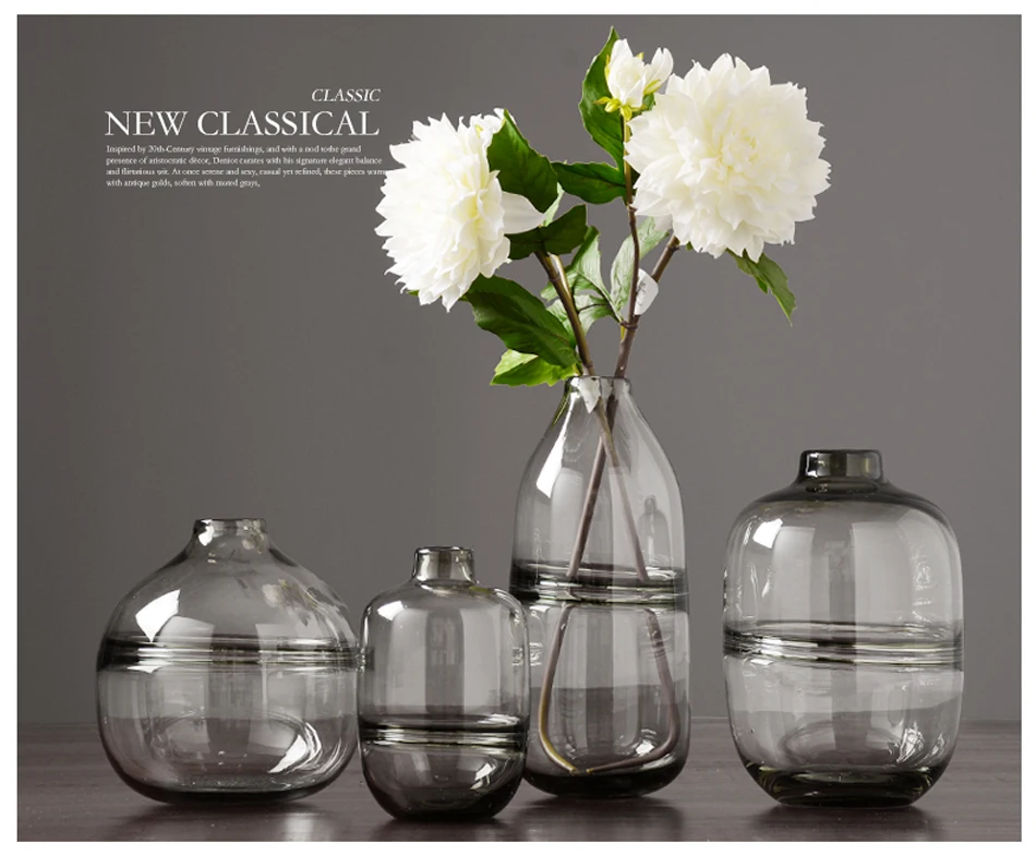 Современная Минималистичная стеклянная ваза с маленьким горлышком, сушенные цветочные контейнеры, большая ваза высокого качества, декоративная стеклянная ваза для дома