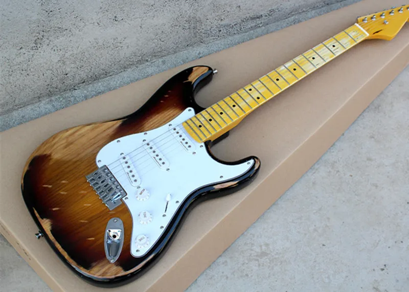 Ash Body Electric Guitar with Vintage Neck,White Pickguard and Ageing Style, Offer Customized