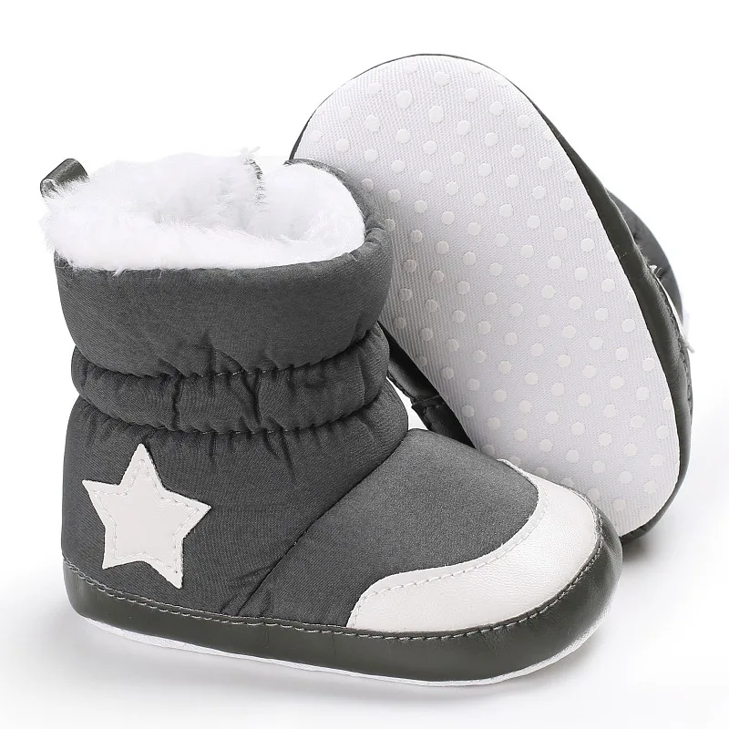 

Unisex Kids Crib Infant Toddler Five Star Pattern Snowfield Snow Boots Booty Baby Boots Winter Shoes
