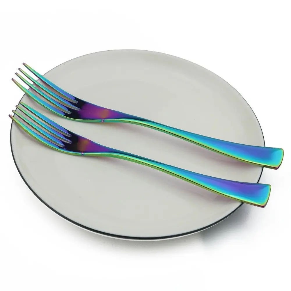 Синий Радужный черный серебряный золотой набор столовых приборов 304 столовая посуда из нержавеющей стали набор ножей вилка настольная вилка ужин набор посуды 6 шт