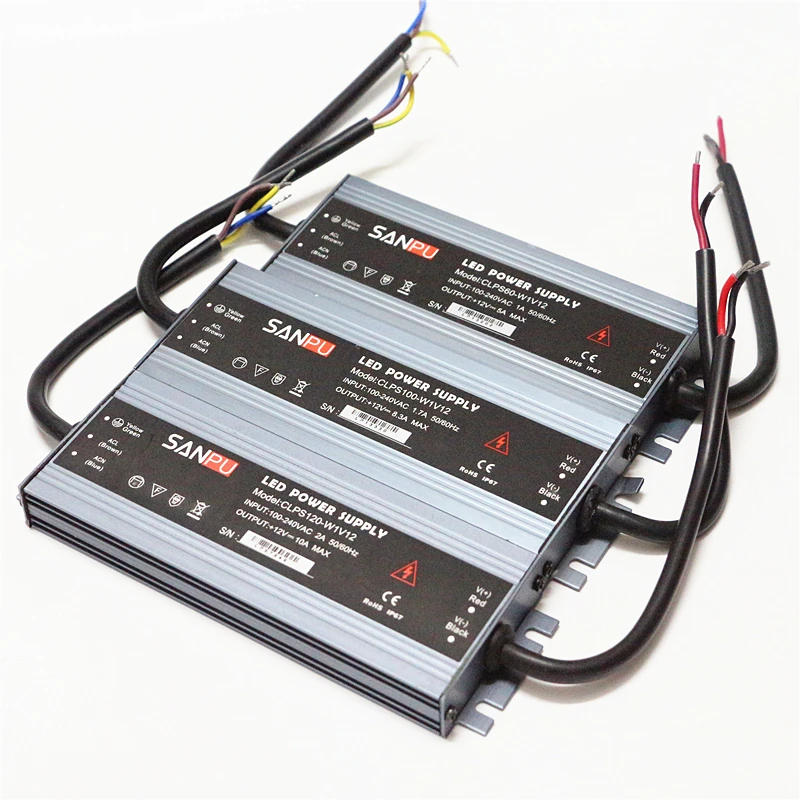 12V IP67 Waterproof LED Strip Power Supply AC 100 240V 110V 220V to DC 12V 60W 100W 120W 150W