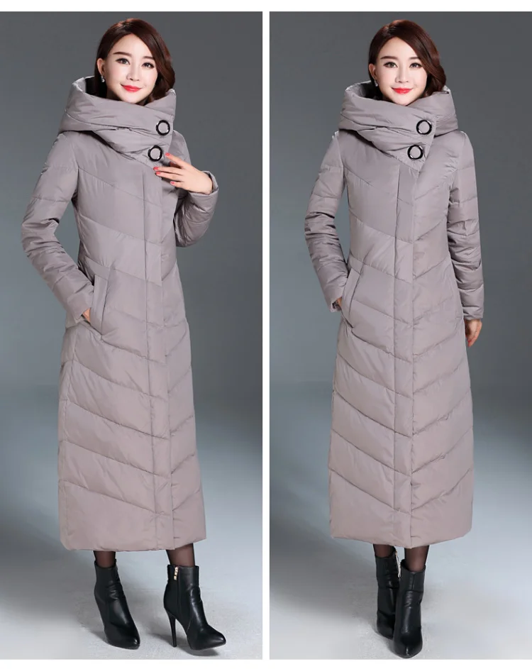 Новинка, зимний пуховик для женщин, тонкое теплое пальто с капюшоном, удлиненные куртки для женщин, парка, толстая верхняя одежда, Manteau Femme F1813