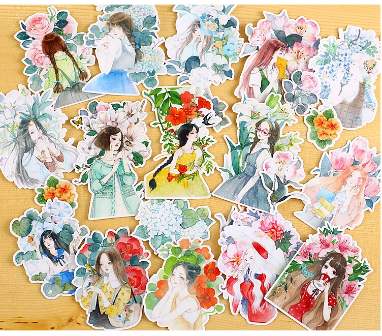 20 шт. Необычные милые самодельные модные цветы|kawaii girl stickers|self-made stickersstickers fashion |