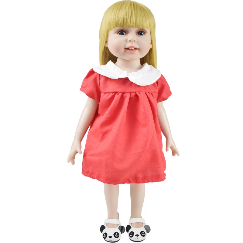 New White Large Collar Red Babydoll Lace Dress 18 Inch Doll Clothes