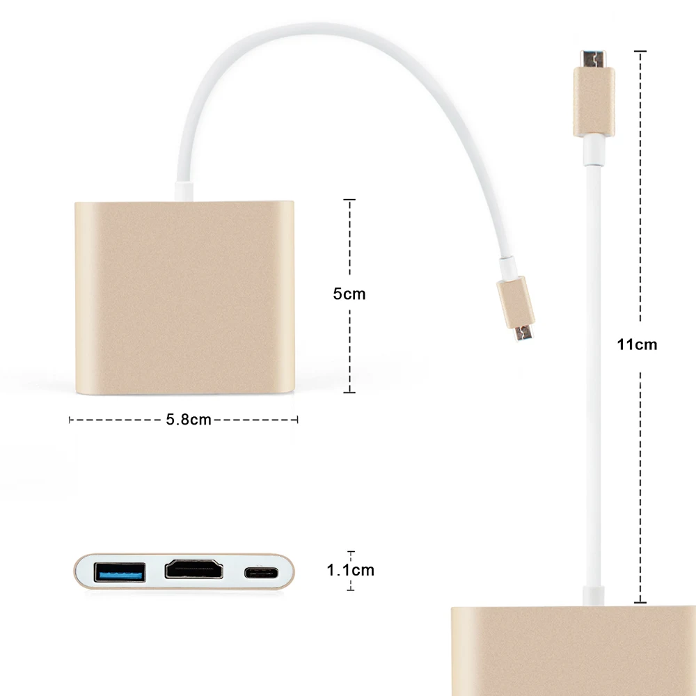 Многопортовый адаптер USB 3,1 порт в 1 USB 3,0 порты+ концентратор HDMI+ зарядное устройство типа C Conventor для нового MacBook Pro 13 15/retina 12
