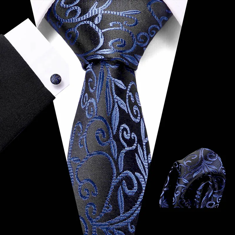 

New Design Slim Tie Set for Men Floral Skinny Tie Handkerchief Necktie Man Corbatas Hombre Pocket SquareWedding Tie