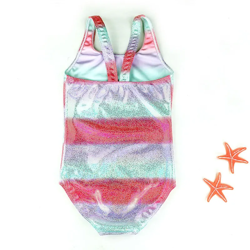 Girl Bikini Children Swimsuit Teenage Girl One Pieces Swimwear Silver Pressed Bling Patchwork Bathing Suit Kids Bikini 3-10Y