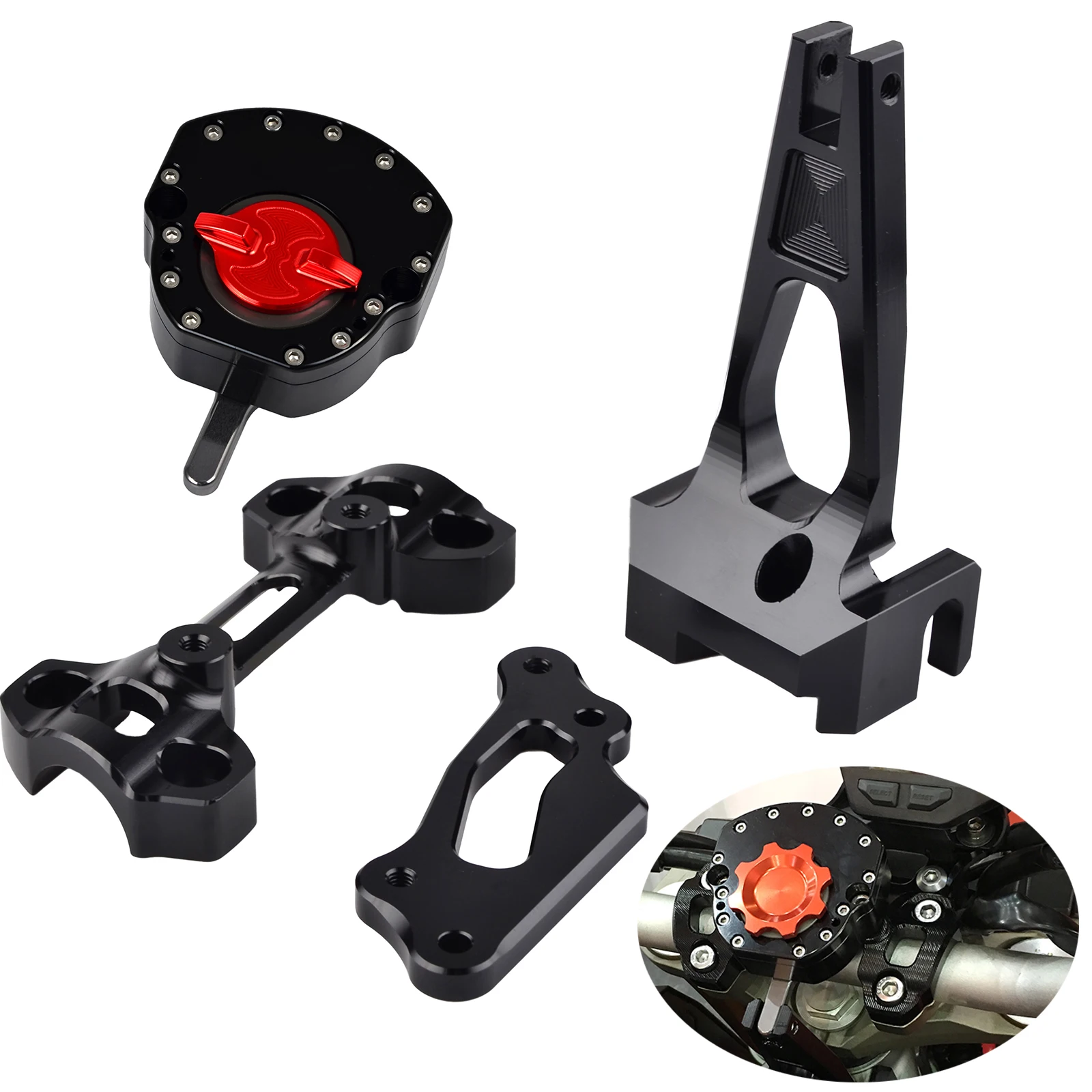 Motorcycle Steering Damper Stabilizer with Mounting Bracket Kit For