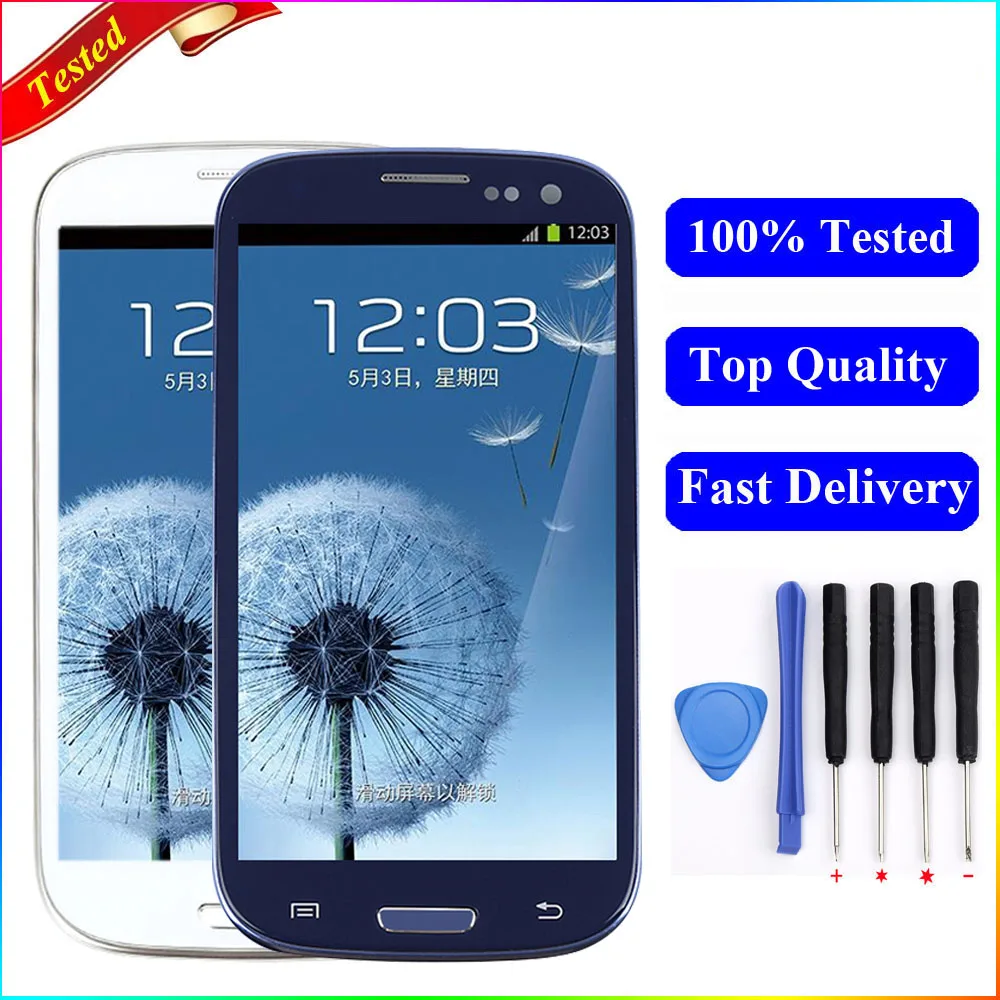 

For Samsung S3 LCD i9300 Display Touch Screen Digitizer with Frame Replacement For Samsung S3 Display i9300 lcd