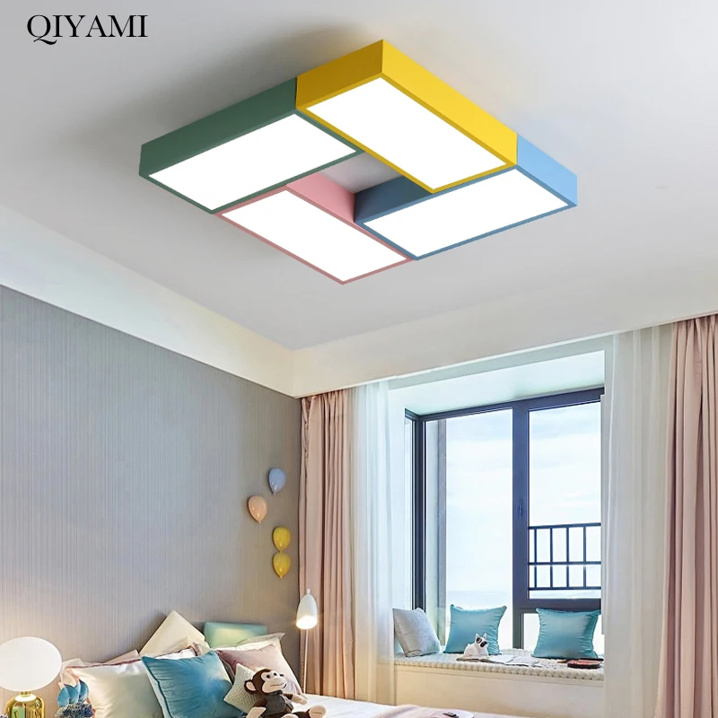 

Colorful/White & black Led Ceiling Light square Lighting Fixture Lamp with Remote Control Room Lights Luminaire Dimmable Luster