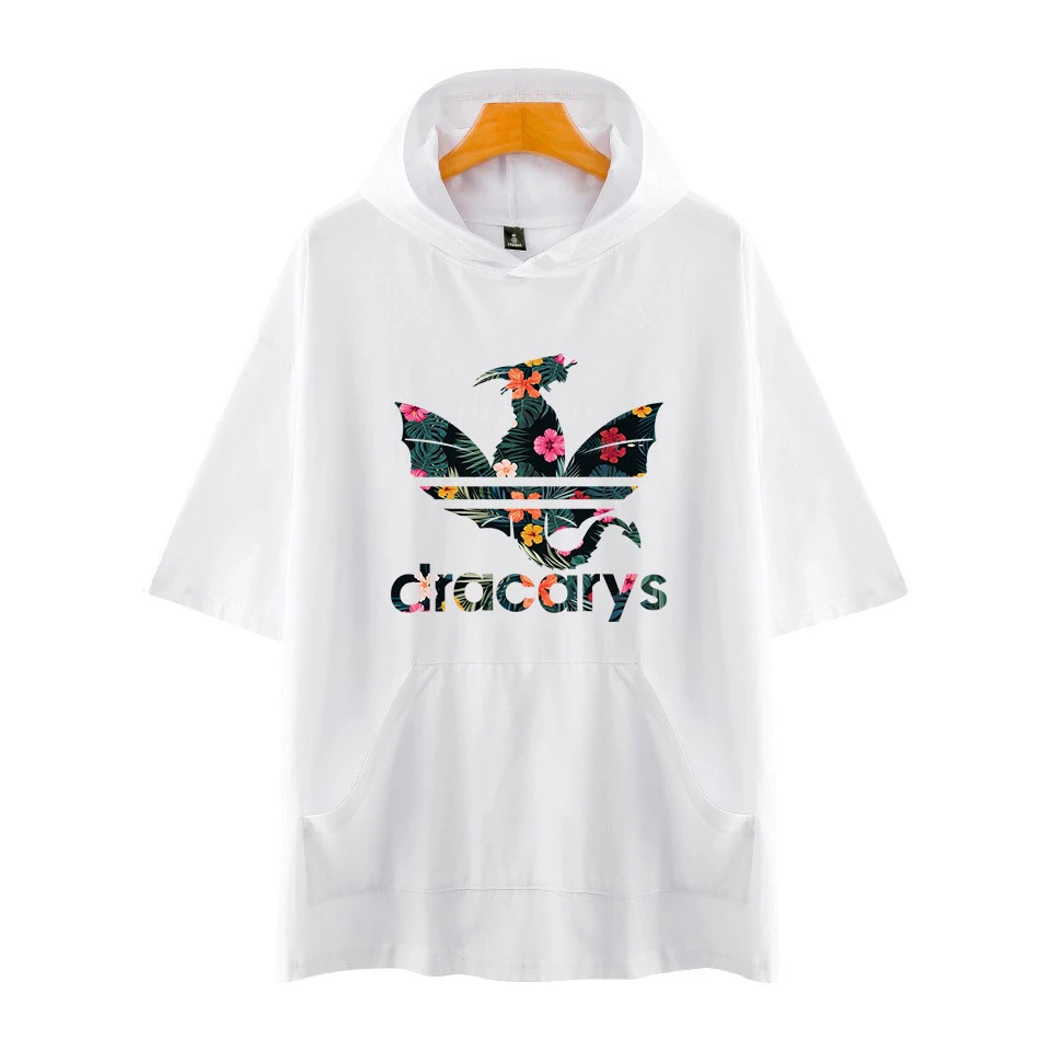 

Game of Thrones Dracarys Men's Hooded Pocket Tshirt Off Black And White Harajuku Women Kpop 2019 Cool Summer Men TopTees 4XL
