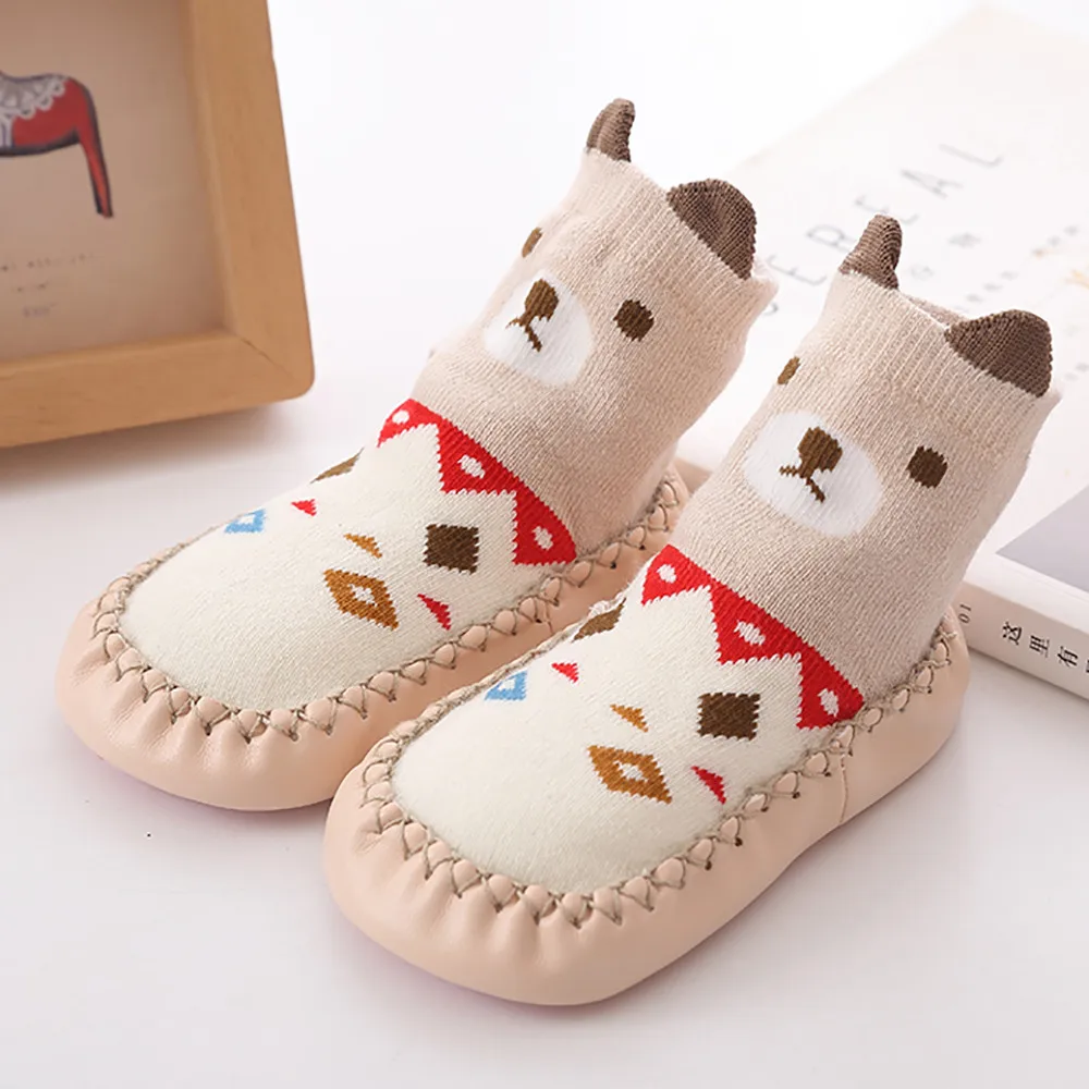 Носки детские хлопковые носки-тапочки нескользящие носки для малышей толстые нескользящие носки с рисунком животных