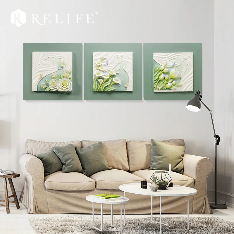 

Handpainted Resin Lily and Rose Home Decor Wall Decoration Living Room Artwork Paintings