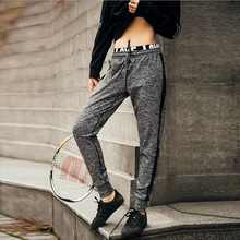 Большие размеры женские Беговые Спортивные штаны для занятия йогой Регулируемая Талия Беговые брюки с литерным принтом