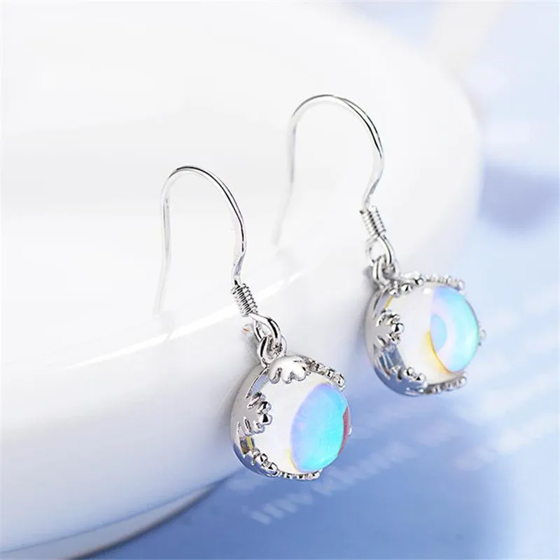 TJP New Fashion Girl Color stone Drop Earrings For Women Jewelry Charm Silver Plated Party Accessories Lady | Украшения и