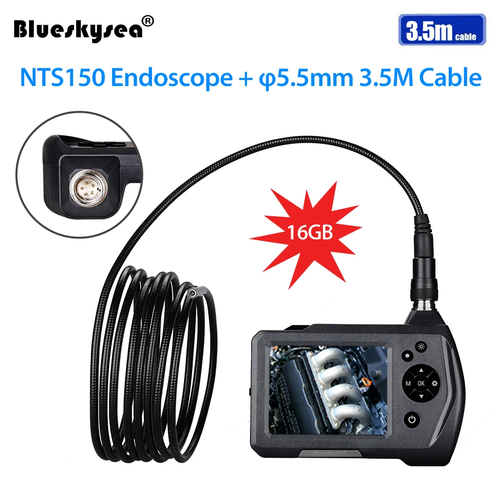 

5.5mm borescope Camera New NTS150 3.5" color LCD Display Monitor Inspection Endoscope 6 LEDS Borescope 3.5mm Snake Tube Camera