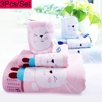 

100% cotton 3Pcs/lot Hand Face Bath Towel towel soft cartoon embroidery beach Towel Set Boy Girl Adult gift wholesale FG761