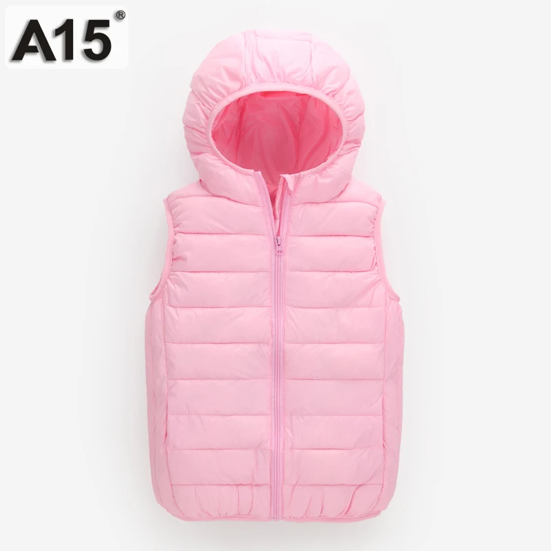 

A15 Kids Vest Jackets Boys Light Duck Down Jacket for Girls Coat Teenage Hooded Vest Children Clothes Big Size 8 10 12 14 Year
