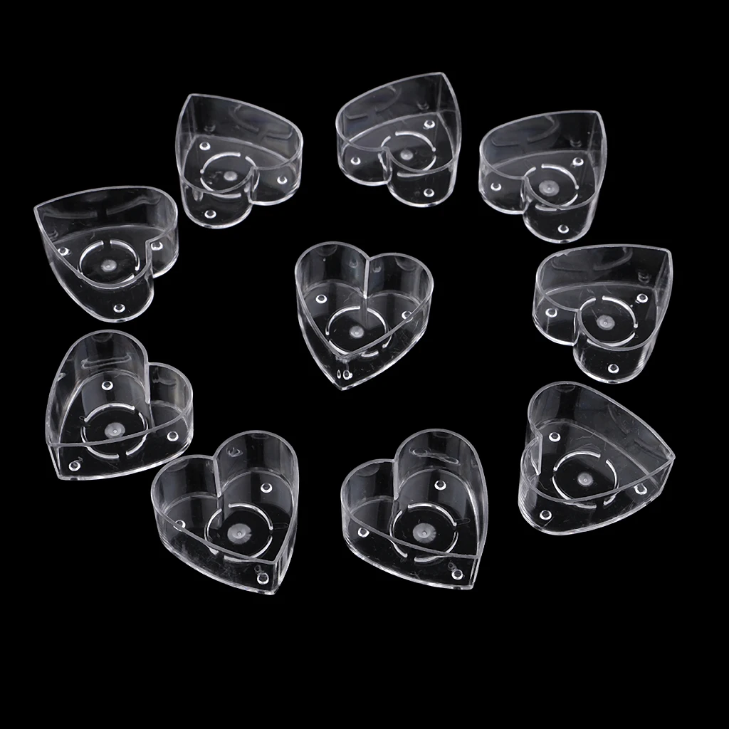20x Heat-Resistant Clear Plastic Tea Light Container Cups Love Heart Candle Mold Handmade Wedding Decor Candles Craft Mold Tools