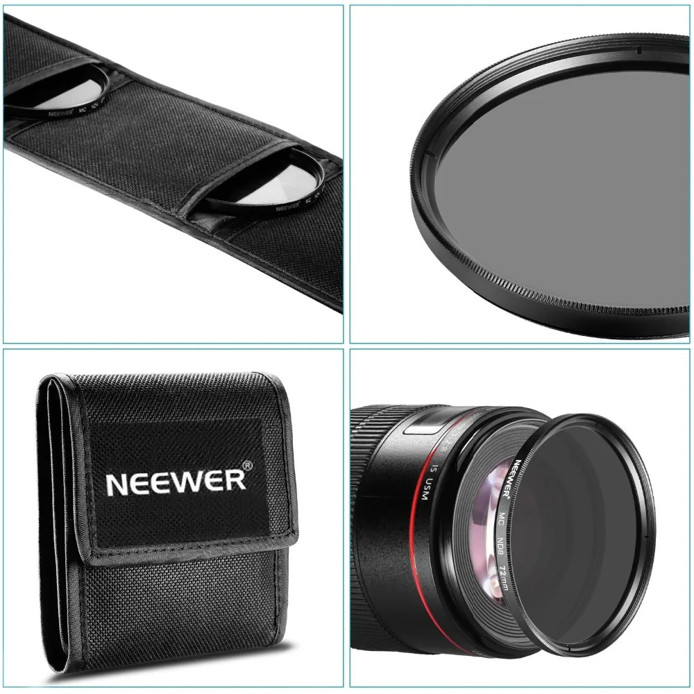 Набор фильтров Neewer 72 мм ND+ чистящая ткань для объектива CANON EF-S 18-200 мм f/3,5-5,6 IS/EF 28-135 мм f/3,5-5,6 IS USM/NIKON 24- 85 мм