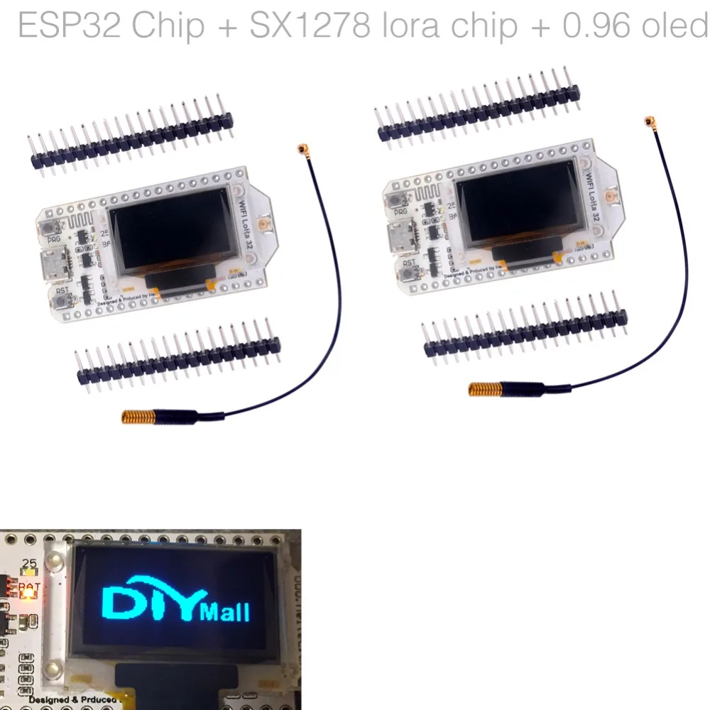 2 комплекта RCmall 0,96 OLED дисплей ESP32 wifi Bluetooth Lora макетная плата трансивера SX1278 433 МГц IOT FZ2631D* 2+ FZ2835* 2