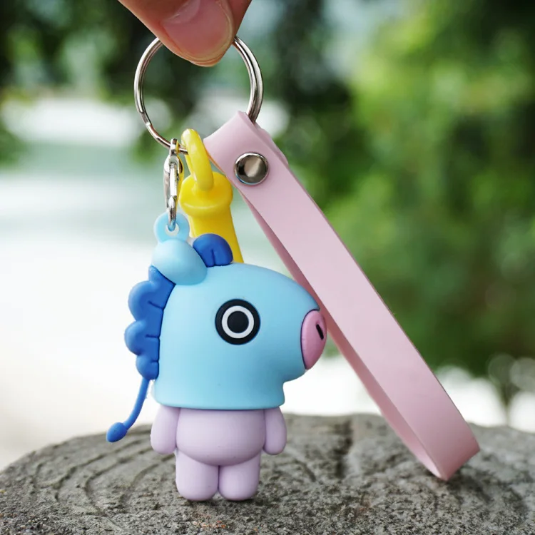 

KPOP BTS Bantang Boys BT21 TATA COOKY PVC Keychain Phone Rope Strap Charm Cords Lariat Clip Lanyards Keyring Accessory