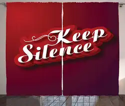 Цитата шторы Keep Silence Typographic фраза стилизованные Ручная надпись принт Гостиная Спальня Шторы 2 Панель