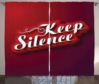 

Quote Curtains Keep Silence Typographic Phrase Stylized Hand Writing Inscription Print Living Room Bedroom Window Decor Panel