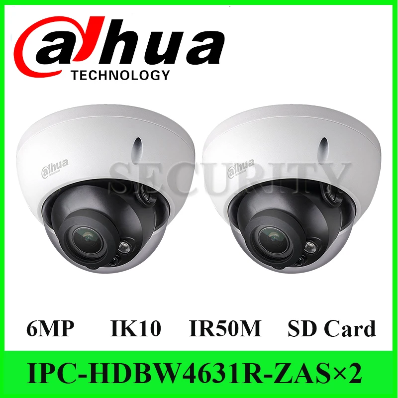 

2 Pcs/Lot Dahua Original IPC-HDBW4631R-ZAS With LOGO 6MP IP67 PoE Network Camera IK10 2.7-13.5mm Motorized Lens IR50M SD Card