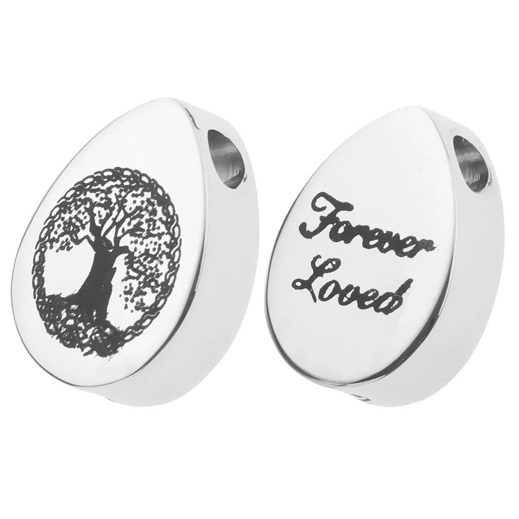 Waterdrop Urn Pendant Memorial Ash Keepsake Cremation Tree of Life/Forever Loved Print Charms Jewelry