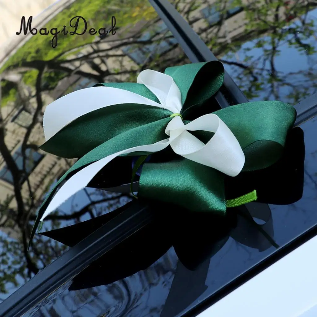 MagiDeal 12pcs/Set Wedding Car Decorations Kit DIY Artificial Silk Flower Ribbon Bows Car Roof Door Mirror Wedding Supplier