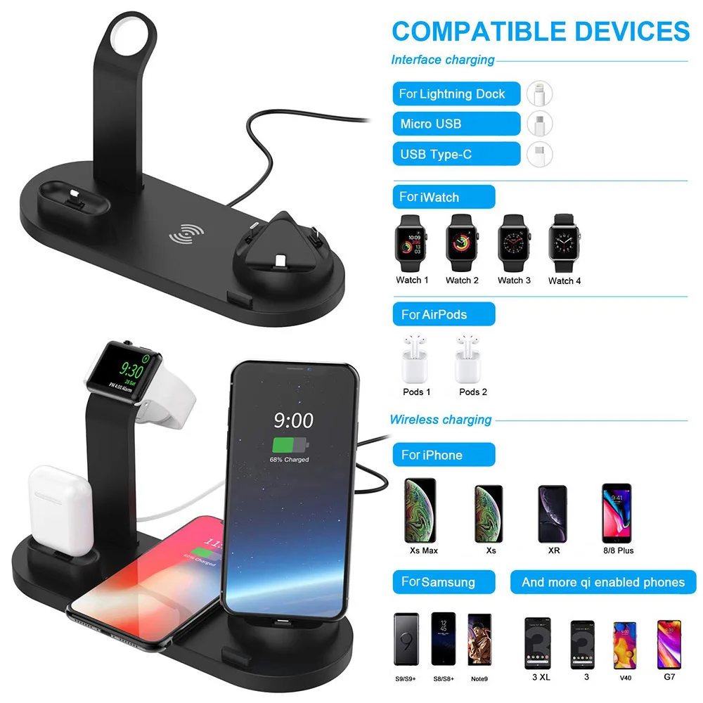 Беспроводное зарядное устройство Qi 10 Вт для iPhone X XS XR 8 11 Samsung S10 S9 док станция