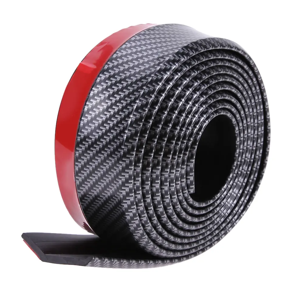 2.5M Universal Car Front Bumper Lip Rubber Protector Carbon Fiber Car Exterior Sticker Lip Skirt Protector Car Bumper Strip