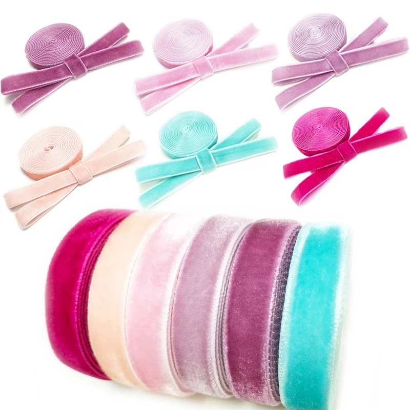 

5 yards 3/8" 10mm soft and comfortable velvet ribbon handmade clothing accessories No Elastic handmade clothing Hair Bow Choker