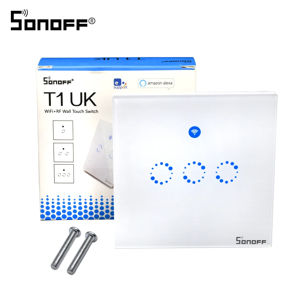 

Sonoff T1 UK 3 Gang Wifi Wall Touch Switch 86 Type RF APP Control Timing Automation Module For Smart Home Light Switch