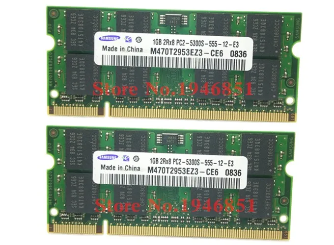 Samsung 2GB 2x1GB PC2-5300 DDR2 667 память ноутбука 1G 200-pin SO-DIMM ram ноутбук