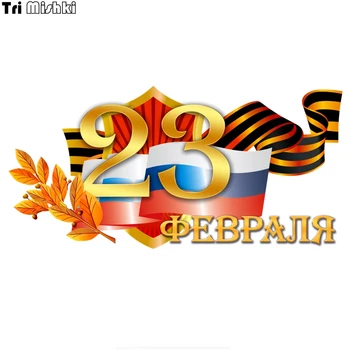 

Tri Mishki WCS634 22*11cm February 23 Defender of the Fatherland Day car sticker funny colorful auto automobile decals