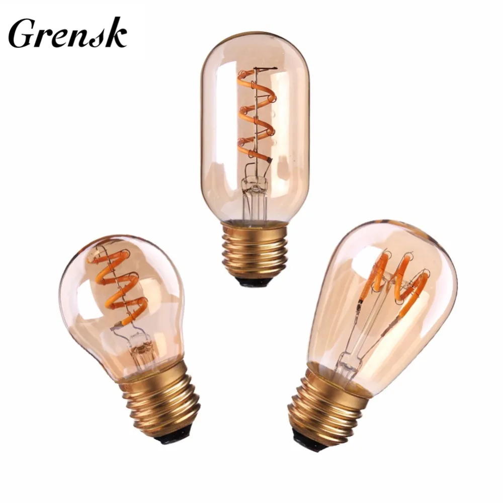 Светодиодная лампа Эдисона Grensk в винтажном стиле E27 2200k G45 T45|led filament light bulb|light bulbled |