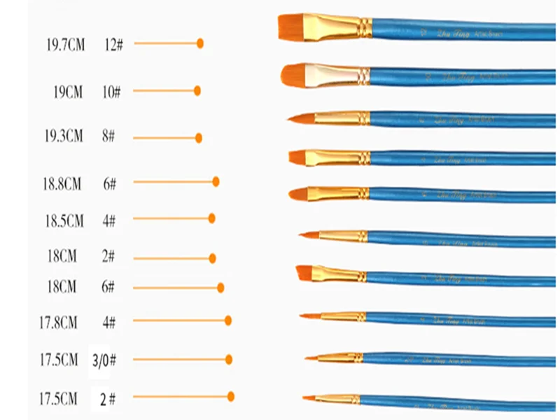 10 шт./компл. изысканный акварель гуашь Краски кисти разных Форма круглым заостренным кончиком набор нейлоновых волосяных Краски ing набор кистей для художественных