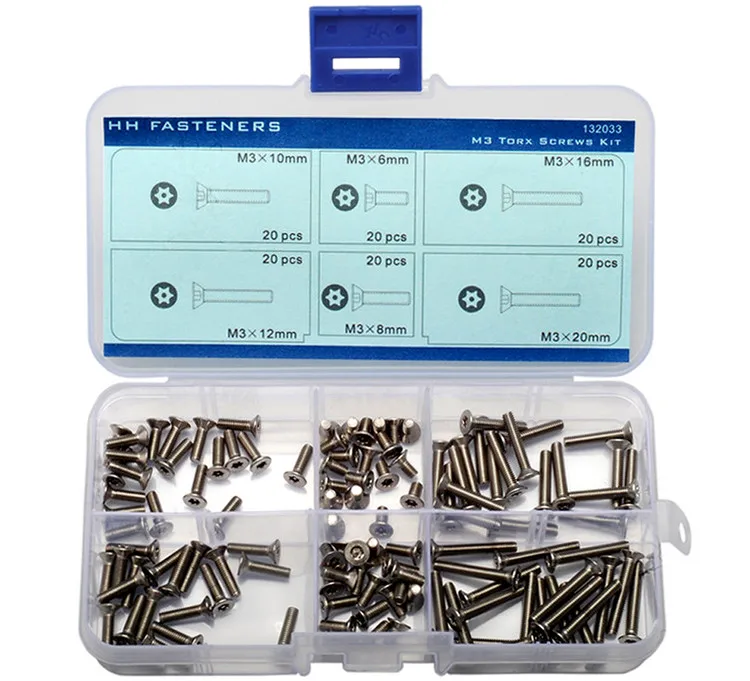 120 pcs M3 Tamper Resistant Flat Head Security Screws Assortment Kit 6