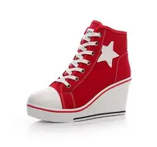 Canvas Shoes Women Casual Elevator Platform Shoes Female High Top Hidden Wedge Heels Ankle Boots Zapatillas Mujer Size 35~42