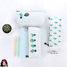 Cartoon cactus multi-functional Pencil Case Canvas School Supplies Kawaii Stationery Estuches office Pen Bags School Storage bag 2017 cute cartoon us naked bear pencil case cartoon cartoon multi function double zipper canvas pencil bag school office storage