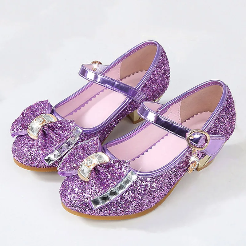 5Colors Children Princess Sandals Kids Girls Wedding Shoes High Heels Dress Shoes Bowtie Gold For Girls